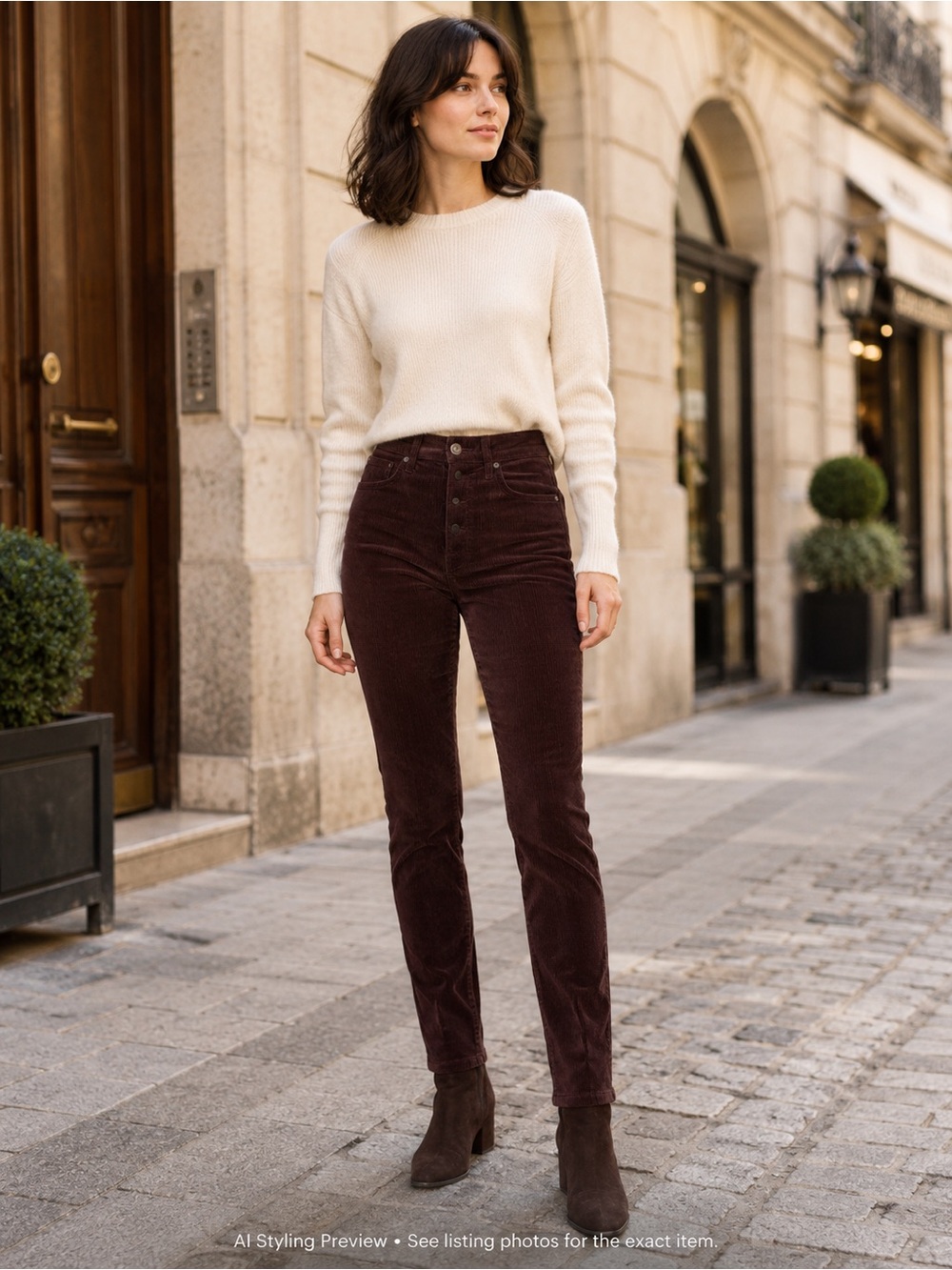 Citizens of Humanity Olivia Corduroy Pants 26 Brown High Rise Slim Ankle